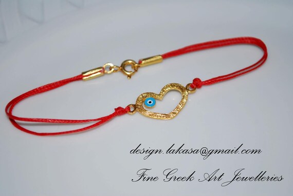 Baby Girl Bracelet Heart Enamel Blue Eye Sterling Silver Goldplated Handmade Jewelry Gift for her Princess Birthday Baptism Happy Shower Day