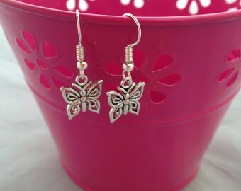 Butterfly Dangle Earrings, Pretty Flutterbye Drop Earrings, Fashion Jewellery, Stocking Fillers, Ladies Jewelry Items, Patterned Butterfly