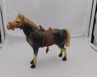 1950's 60's Toy Plastic Horse with Western Saddle Marked SW Hong Kong 2152 box b