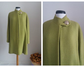 Vintage 1950s wool coat | 50s wool coat | green wool 50s coat
