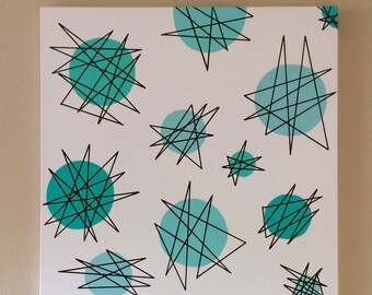 Mid Century Modern Wall art Atomic 1950s Starburst painting