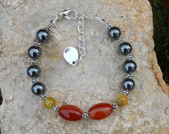 Sardonyx beads and hematite Beads Bracelet