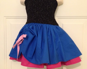 Boutique Quality Handmade Everyday Princess Anna Blue and Pink Inspired Dress sizes newborn - girls 8