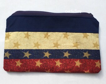 Viantage handbag, Patriotic Vintage Wristle, Make up Bag, Patriotic wristlet, vintage wristlet