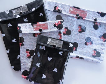 Mickey & Minnie Mouse Ouch Pouch 4 Sizes Clear Front Travel Bags Organizers First Aid Baby Diapers/Wipes Disney Cruise Set FE Gift