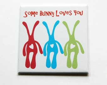 Easter Magnet, Bunny Magnet, Some bunny loves you, Kitchen Magnet, Fridge magnet, Magnet, easter bunny, easter gift, Square Magnet (5419)