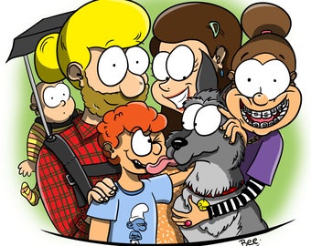 Custom comic family portrait
