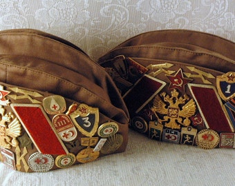 2 soldado ruso militar Pilotka sombrero con insignias rusas