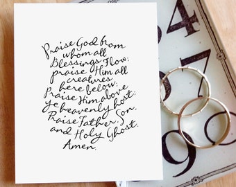 Praise God From Whom All Blessings Flow (Doxology) | 8x10" Calligraphy Print, Hymn Text, Hymn Lyrics, Doxology Print, Hymn Art Print