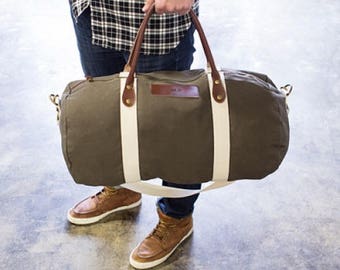 Personalized Canvas & Leather Duffle Bag