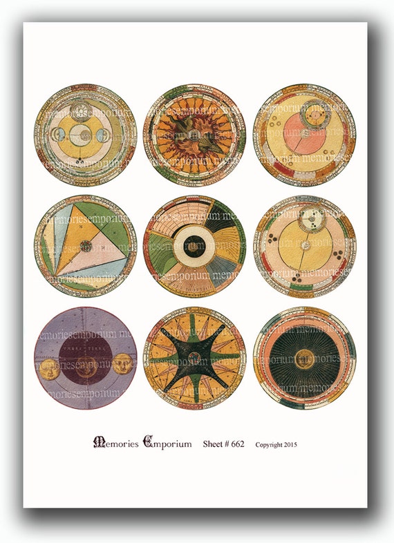 astronomy circles digital paper antique celestial cosmos planets astronomy charts
