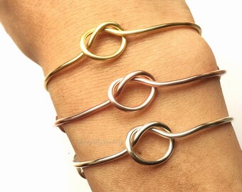 Knot Bracelet -Bridesmaid Gift Set 3 4 5 6 7 8 9 -Adjustable Tie the Knot Bangle Charms -Gold /Rose Gold /Silver -Knotted -Wedding Proposal