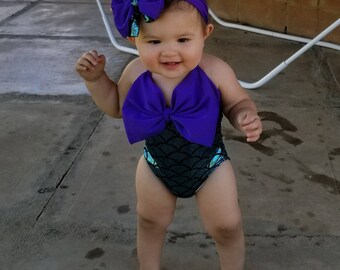 Mermaid bathing suit with headband