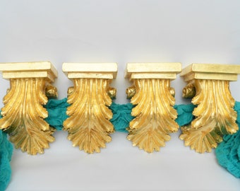 Rustic Corbels, Curtain Rod Brackets, Brackets, Curtain Brackets, Curtain Sconces, Curtain Rod Finials, Gold Corbels, Set of 4, Item GLCS503