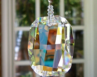 Swarovski Graphic Crystal Suncatcher, Asymmetrical Faceting, Unique and Whimsical, Window Prism, "ZOE" Choice of 2 Colors, both DISCONTINUED