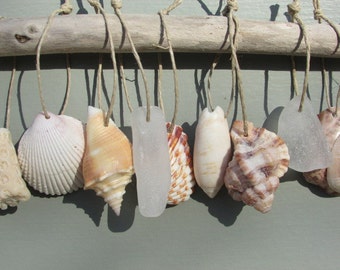 BEACH ORNAMENTS Sea Glass Shell Ornament Beachy Holiday Decor