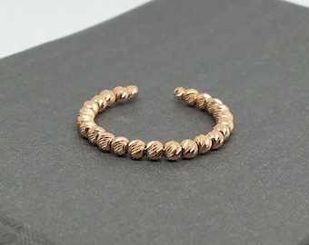 14K Rose Gold Diamond Cut Beads Stackable Ring / Band