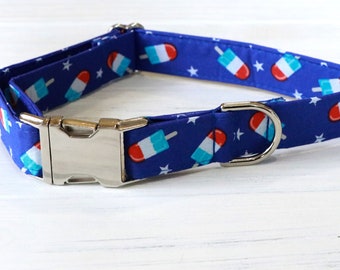 Blue Popsicle Dog Collar, popsicle dog collar, summer dog collar, blue dog collar, dog collars, boy dog collar, girl dog collar, dog collar