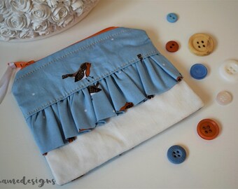 Blue Robin Frilly Ruffle Coin Purse