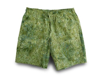 Casual Mens Shorts, Batik Mens Shorts, Mens Gift, Green Casual Shorts, Boho Batik Shorts Green