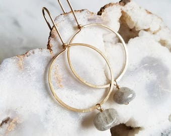 no. 651 - 14kt gold filled and labradorite hoop earrings