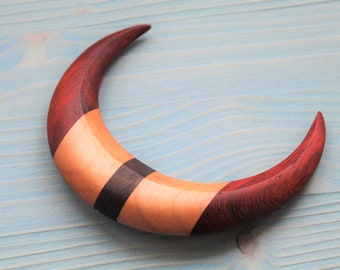 Moon hair stick moon hair pin wood moon hair crescent hair moon wooden hair fork moon for hair lune cheveux padauk fork haarmond bun holder