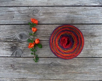 Laceweight 100% WOOL - red blue orange - one ball 3.5oz/ 100 gr