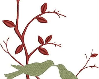 Love Birds on a Branch Embroidery Design
