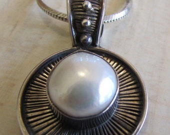 Sterling Silver and Pearl Pendant Necklace