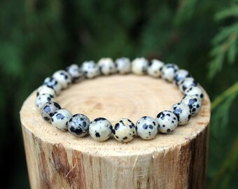 Dalmatian Jasper Bracelet, Dalmatian Jasper Bracelet, Yoga Bracelet, Gemstone Bracelet, Beaded Bracelet, Men's Bracelet, Women's Bracelet