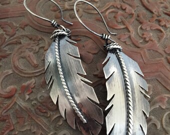 Handmade Sterling Silver Feather Earrings