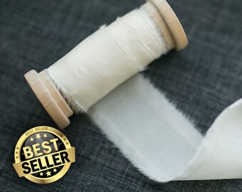 Ivory Silk Ribbon; 100% Silk; Wedding bridal bouquet, invitations, wedding favors, wedding photography styling