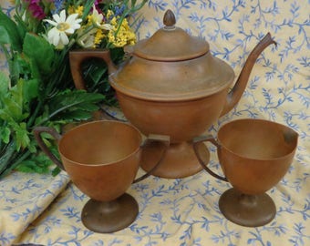 Vintage Dirigold Dirilyte Teapot Sugar Creamer Set Pre-1936 Dirigold Dirilyte Tea Set