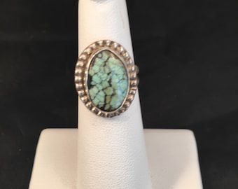 Native American Navajo Silver Turquoise and Sterling Silver Ring Size 5