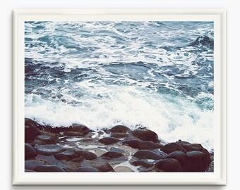 Sea prints, Sea foam Art, ocean foam photo, pebble beach Wall art, Ocean decor, Sea Photography, Ocean art, Beach home Decor, pebble poster