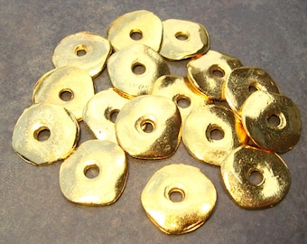 Mykonos Greek 15mm Gold Cornflake Casting Beads - 4 Wave Disk Bead