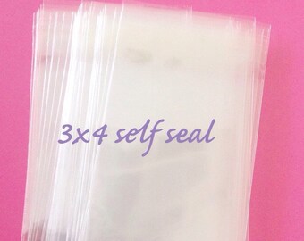 100 3x4 self seal resealable cello bags cellophane