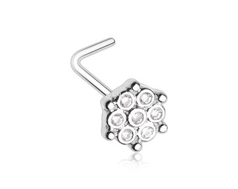 Snowflake Extravagant Sparkle L-Shaped Nose Ring