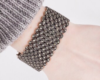Vintage Bracelet - Vintage Sterling Silver Marcasite Bracelet