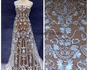 New fashion show off white/ivory shine clear squins polyester