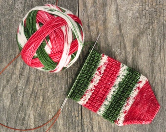 Christmas Pops Self Striping - Fingering weight - Hand Dyed Yarn - MCN - Merino - Cashmere - Nylon - Christmas Sock - Speckles