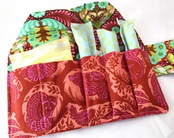 Privacy Pouch Tampon Bag Orange Tampon Holder Tampon Case Sanitary Pad Pouch Sanitary Pad Pouch Tula Pink Grandstand Orange Crush