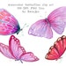 Digital Clipart, Watercolor Butterflies, Digital Butterflies, Pink Butterflies