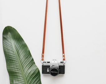 Skinny Leather Camera Strap - Brown - Mirrorless Camera Strap - Film Camera Strap