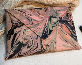 Hand Marbled Envelope Clutch
