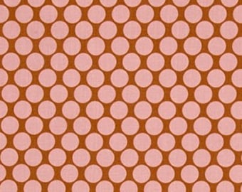 OOP Amy Butler - Full Moon Polka Dots in Camel by the Yard - Pinks Designer Fabric - Lotus Collection