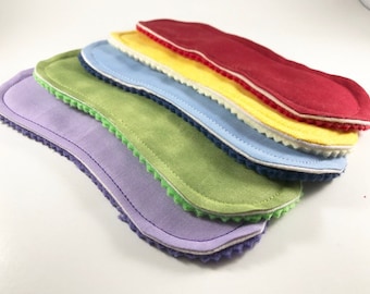 Wingless Cloth Panty Liners 7.5" Set of 5 Rainbow