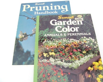 Vintage Sunset Gardening Books, 1970's, 1980's Pruning, Garden Color Book, How To Gardening Books