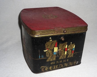 Art Deco tin-teapot-Tea Caddy-colonial store-vintage tea can-around 1920-tin tea