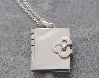 Silver Book Locket Pendant (With Four pages to Personalise)